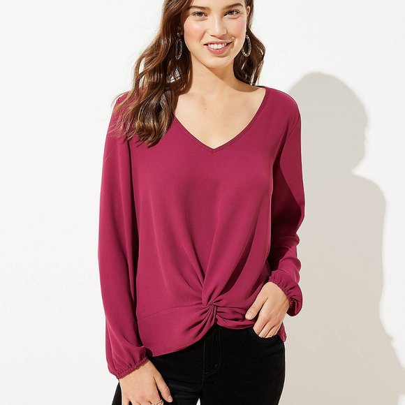 Ann Taylor LOFT Twist Mixed Media Top - Picture 1 of 9
